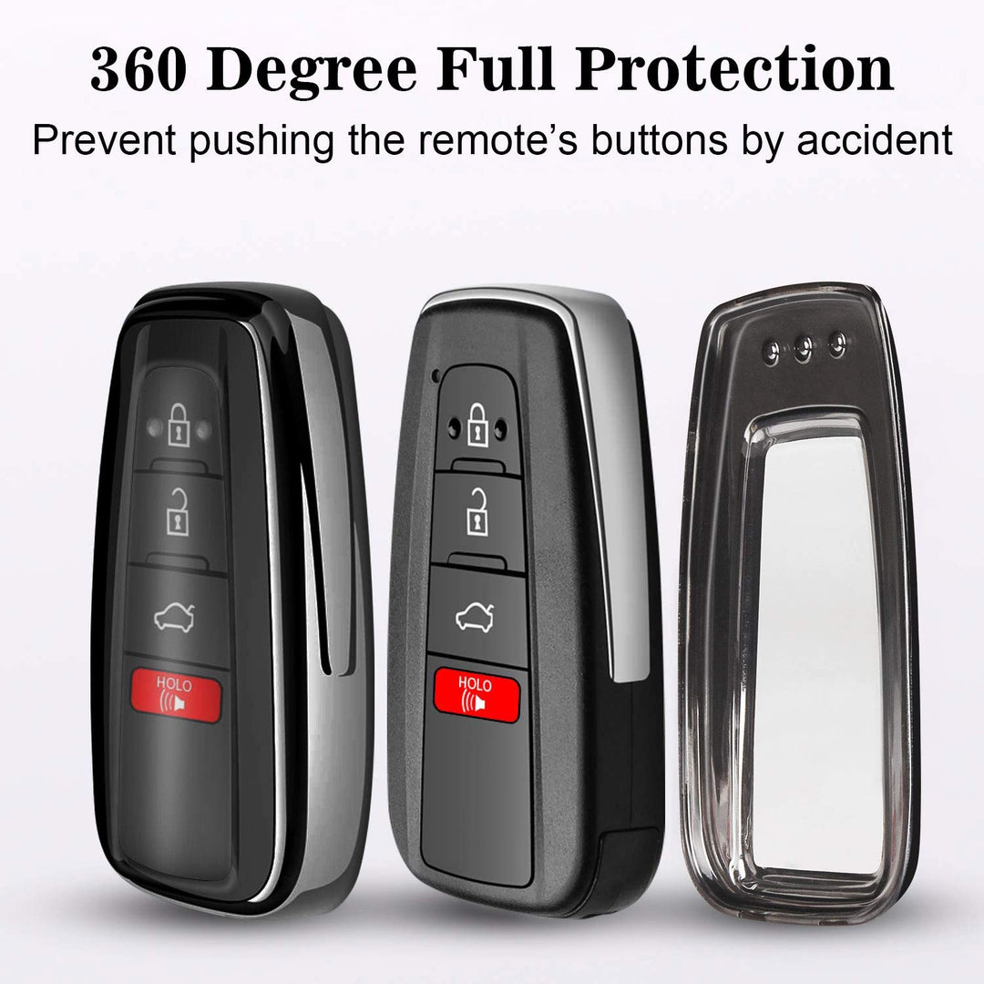 for Toyota Key Fob Cover with Keychain Soft TPU Key Fob Case All-Around Protection Key Case Compatible with 2018-2021 Toyota Camry RAV4 Avalon C-HR Prius Corolla Highlander