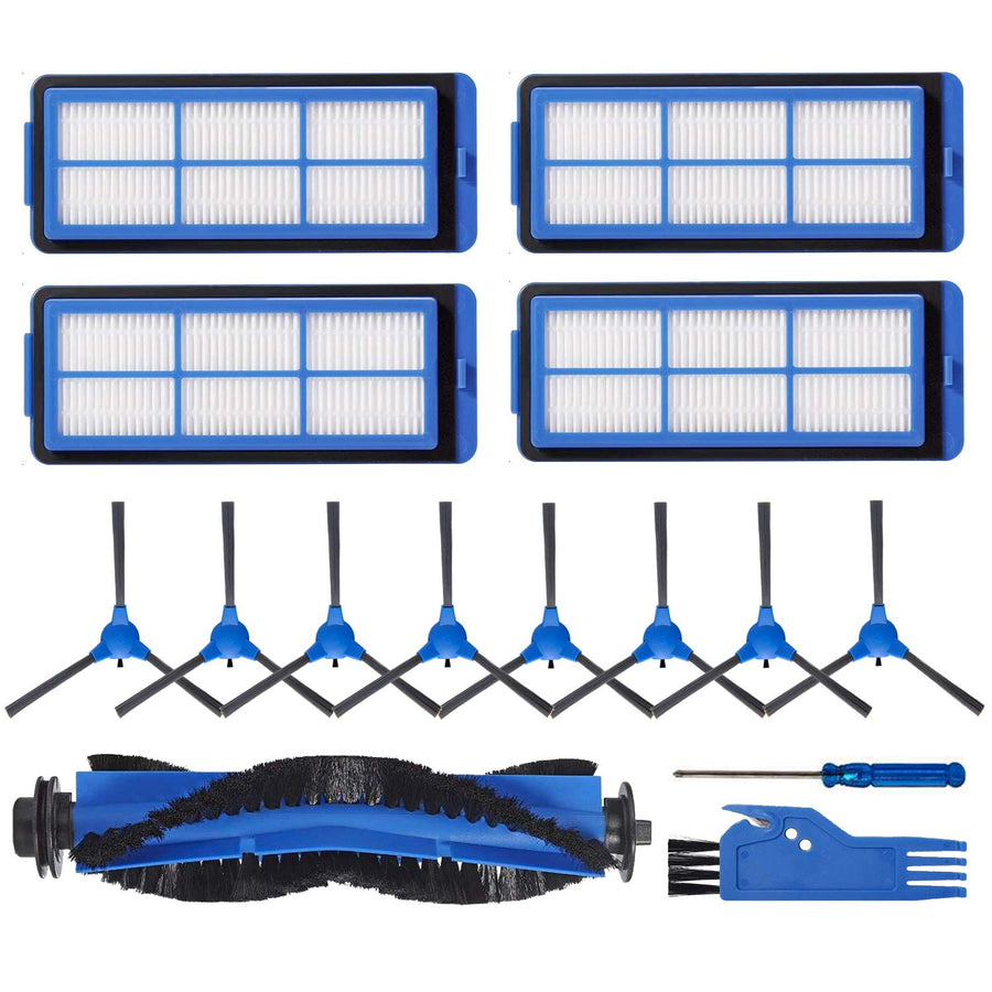 Replacement Part for Eufy RoboVac 11S Max RoboVac 15C Max RoboVac 30C Max RoboVac G30 Edge G10 Hybrid Robot Vacuum Cleaner Accessories Kit, Including 1 Main brush, 8 Side brushes, 4 Filters