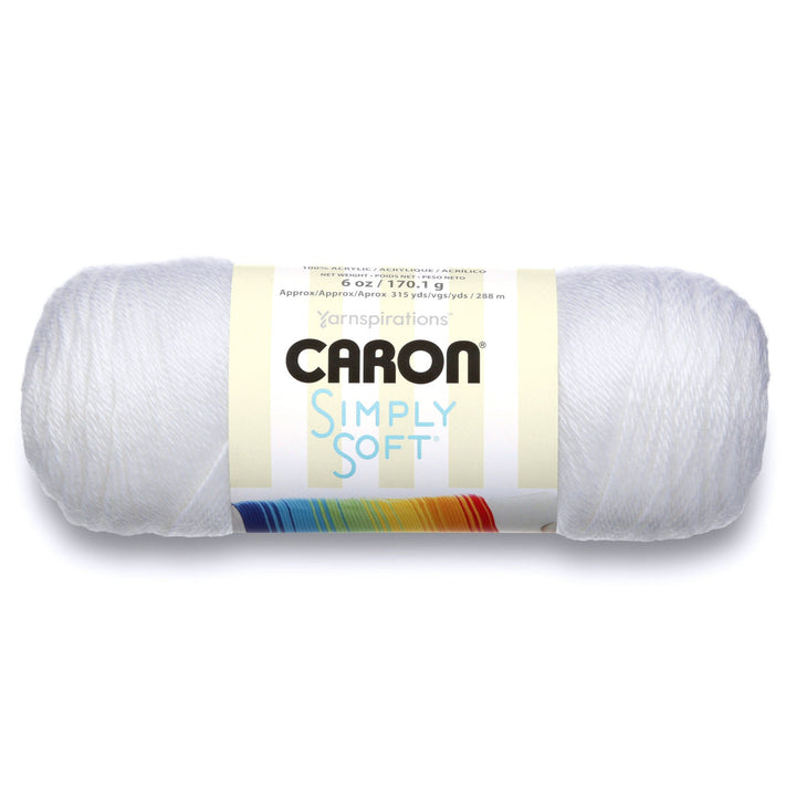 Simply Soft Solids Yarn (4) Medium Gauge 100% Acrylic - 6 oz - White - Machine Wash &amp; Dry