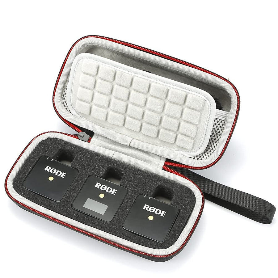 Hard Travel Carrying Case for RODE GO II/GO 2 Dual Channel Compact Digital Microphone System-Black(Gray Lining)