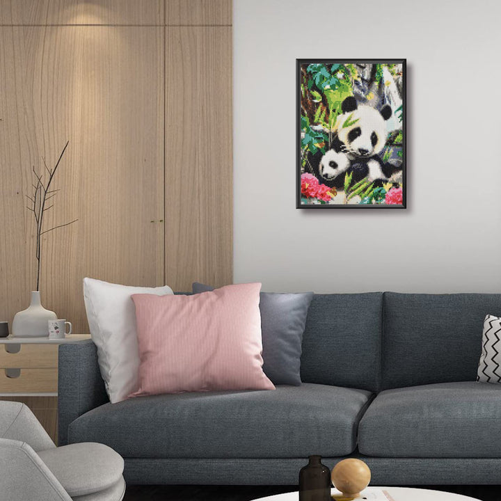5D Diamond Painting Kits for Adults and Beginners, Round Diamond DIY Parent-Child Panda Gem Art Puzzles Full Drill Diamond Animal Cross Stitch Crafts Picture for Home Office Decor, Gift