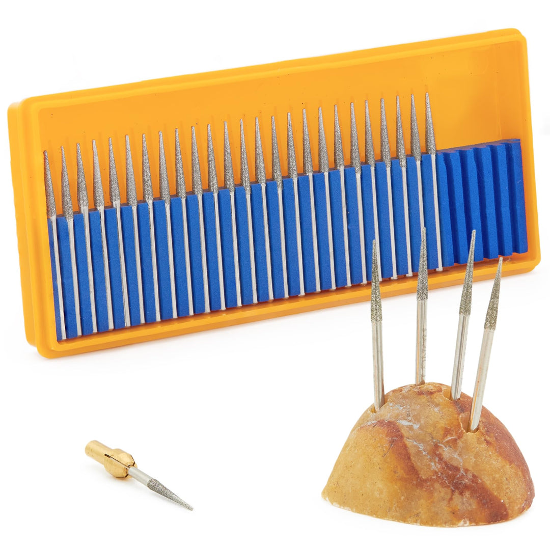 2.5mm Diamond Grinding Head Tapered Bits Carving Burrs Shank 3/32“ for Nail Drill Pack of 30Pcs