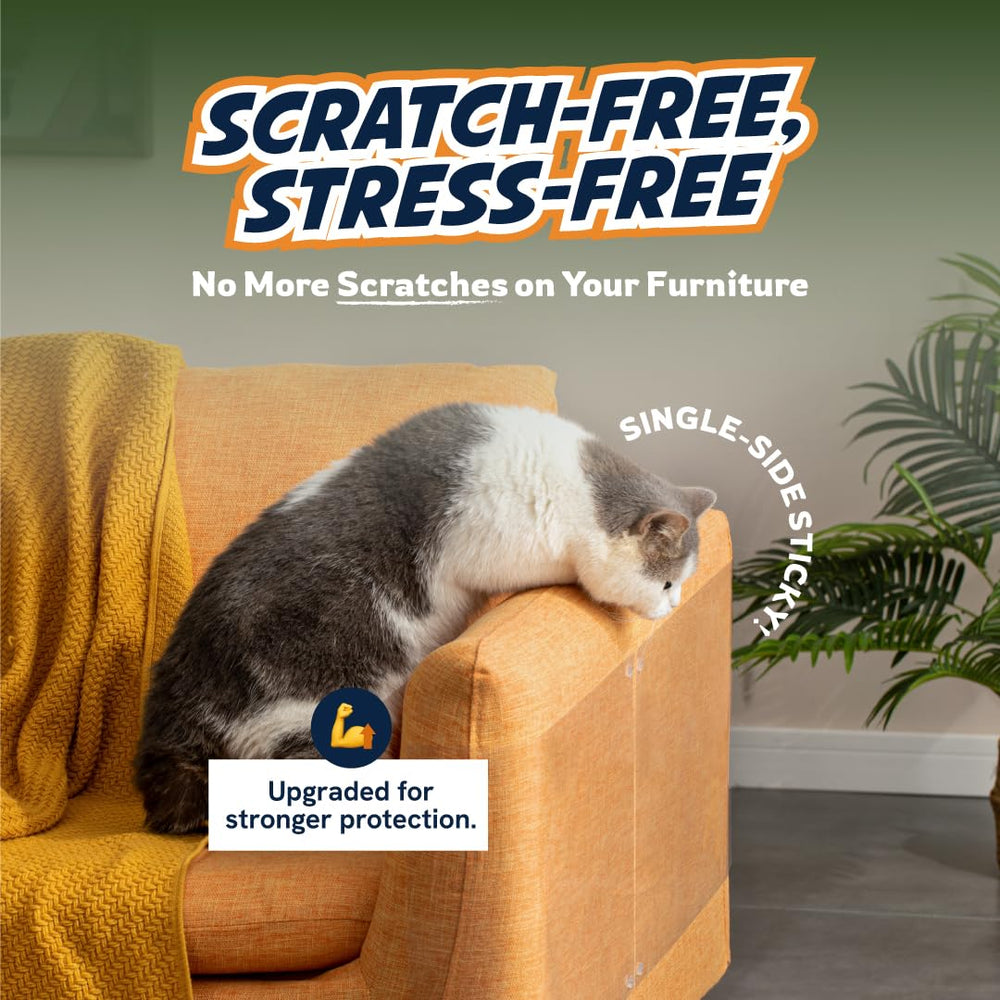 10-Pack Furniture Protectors from Cats, w/ 60 Pins (Optional for Extra Security), Couch Protector for Cats, Anti Cat Scratch Furniture Guards, Sofa Corner Scratching Training Tape