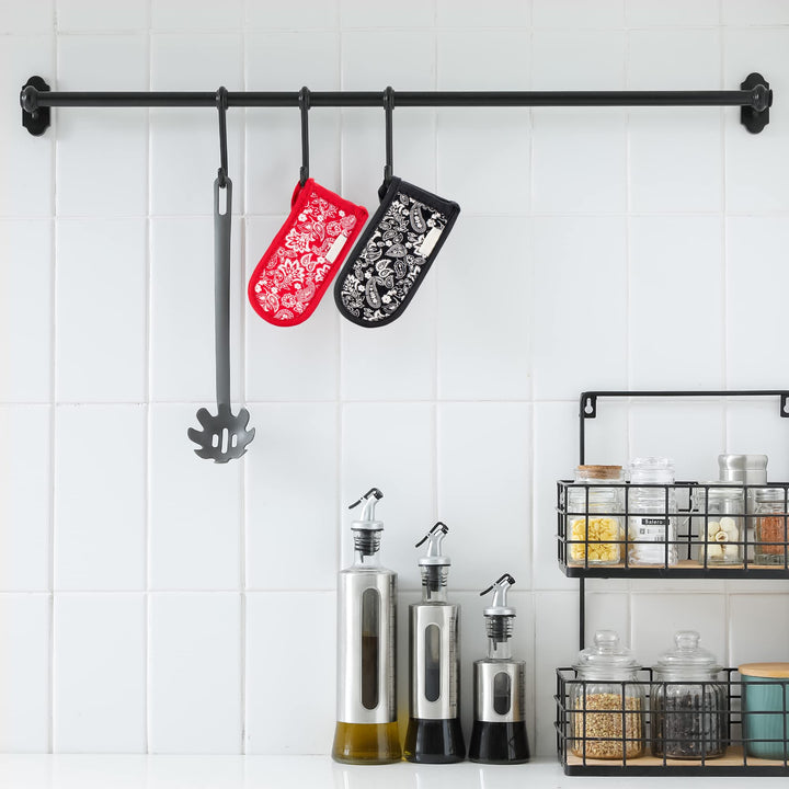 Cast Iron Skillet Handle Covers,Pot Handle Covers Heat Resistant,Pot Holders for Kitchen Heat Resistant,Machine Washable Handle Mitts 2 PCS (Prints)