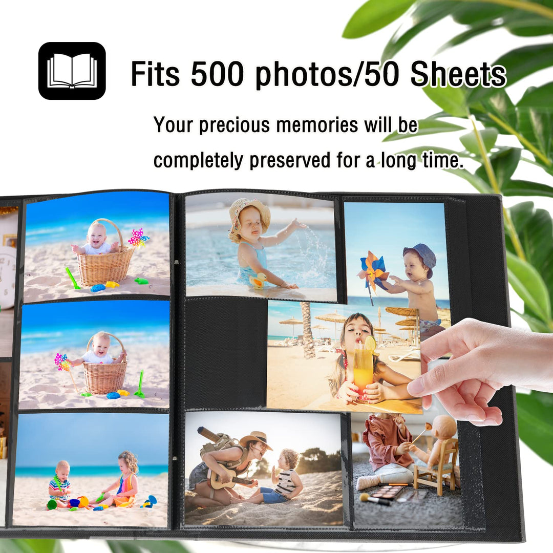 Photo Picutre Album 4x6 500 Photos, Extra Large Capacity Leather Cover Wedding Family Photo Albums Holds 500 Horizontal and Vertical 4x6 Photos with Black Pages(Blue)