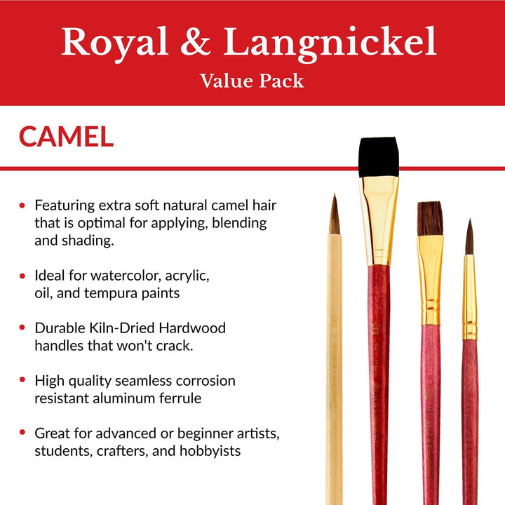 Royal Brush Camel Value Pack Brush Set, 3/Pkg