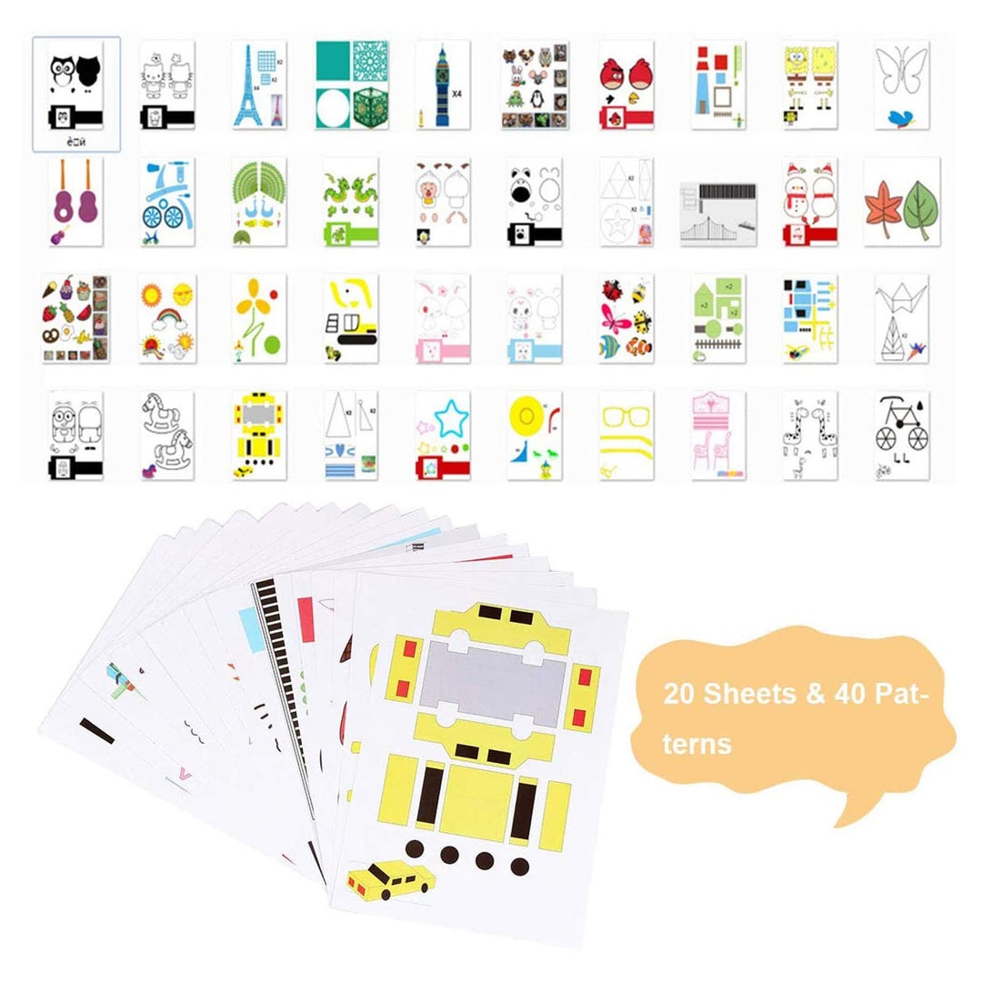 3D Printer Drawing Molds Paper Stencils for 3D Printing Pen,Printing Paper Painting Graffiti Template for 3D Pen DIY Gift Present, 20 Sheets 40 Patterns with a PVC Transparent Board.