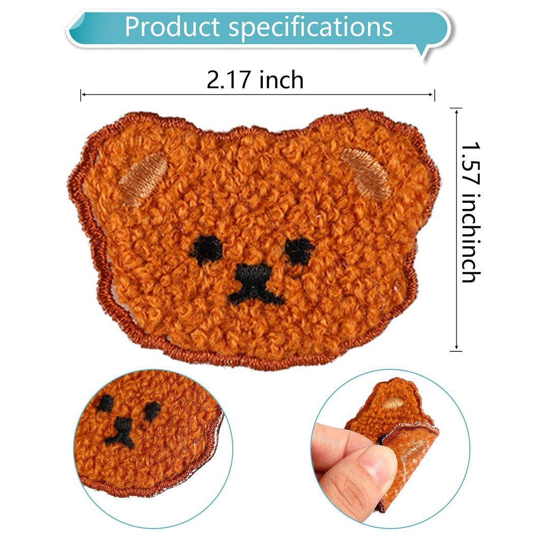 24 Pieces Bear Embroidery Patches Cartoon Bear Iron On 