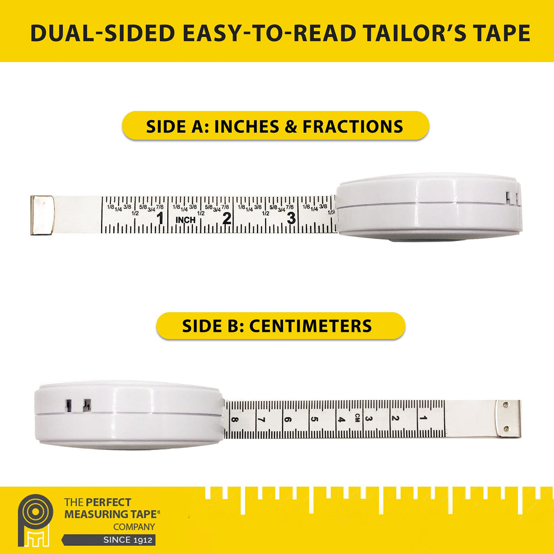 Perfect Measuring Tape - Premium Retractable Tailor’s Tape Measure &amp; Crafters Tape – 80 / 2m - Pocket Sized Fractional Inch &amp; Metric Tape Measure for Fabric, Body, and Sewing Measurements