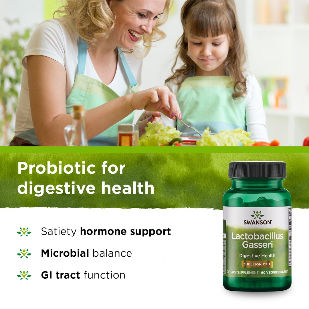 Lactobacillus Gasseri - Probiotic Supplement Supporting Digestive Health with 3 Billion CFU - Design-Release Satiety &amp; Fat Metabolism Support - (60 Veggie Capsules)