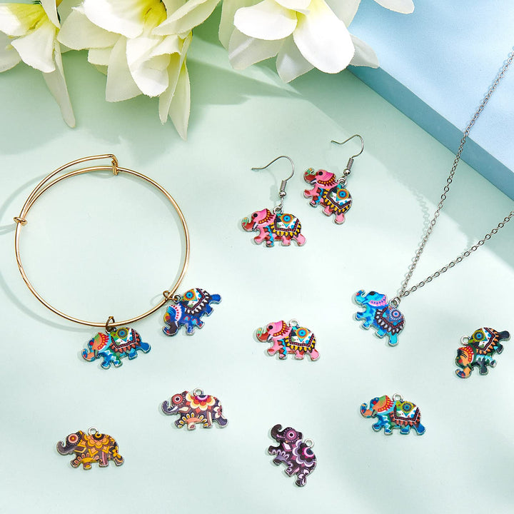 56 Pieces Elephant Charms Elephant Bracelet Jewelry Charms Elephant Pendant Charms for Jewelry Making Earring DIY Keychain