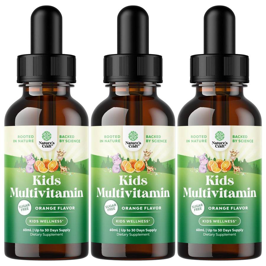Liquid Multivitamin for Kids Immunity Support - Yummy Toddler Multivitamin Supplement with a C D3 E B6 and D3 Liquid Vitamins for Kids of All Ages - High Absorption (3 Pack)