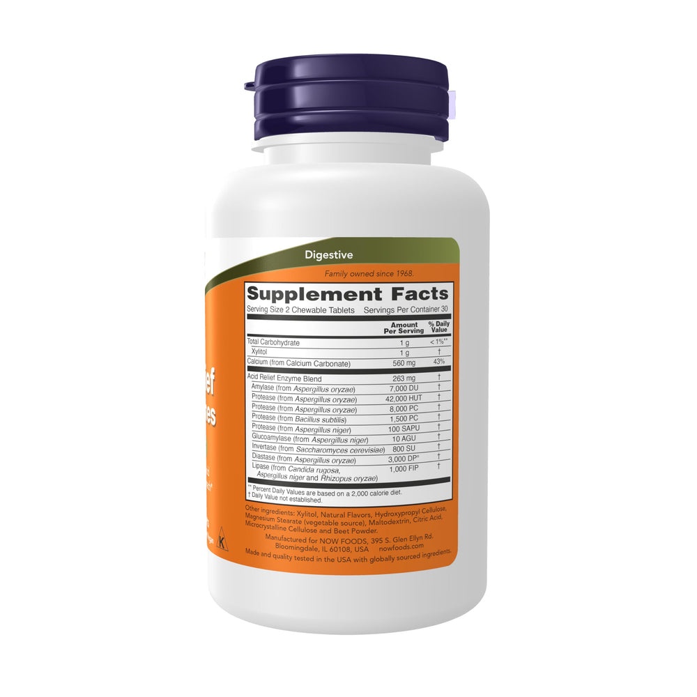 NOW Foods Supplements, Acid Relief with Enzymes, Xylito
