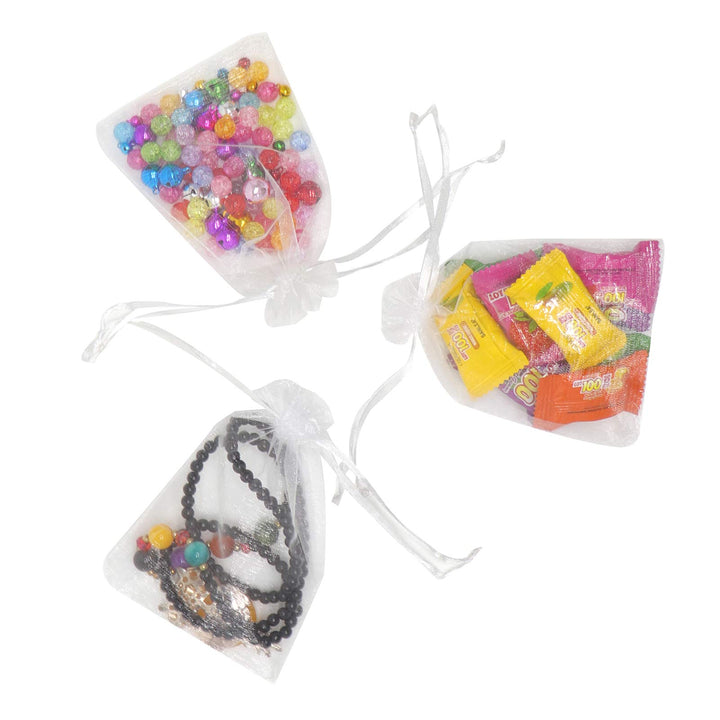 Bezall 100Pcs Organza Bags 4x6 Inches, White Wedding Favor Bags with Drawstring, Small Mesh Gift Bags Jewelry Christmas Candy Pouches