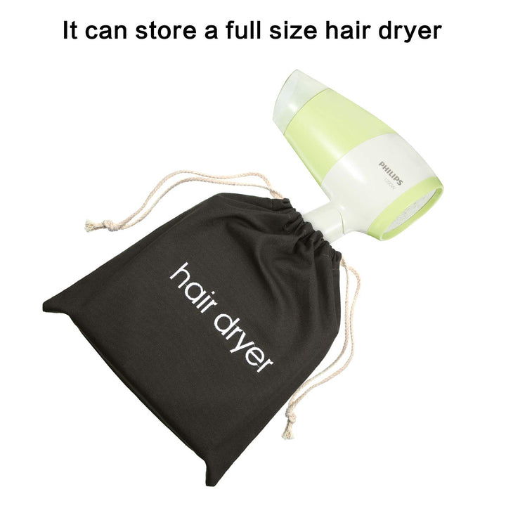 Hair Dryer Bags Cotton Drawstring Bag Container Hairdryer Bag, 11.8 by 13.8 Inch (Dark Gray)