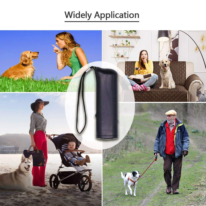 OYEFLY Handheld Dog Repellent Trainer, 3 in 1 Anti Barking Device with LED Flashlight, Ultrasonic Dog Deterrent and Bark Stopper Dog Trainer Devices - Training Tool/Stop Barking (Black)