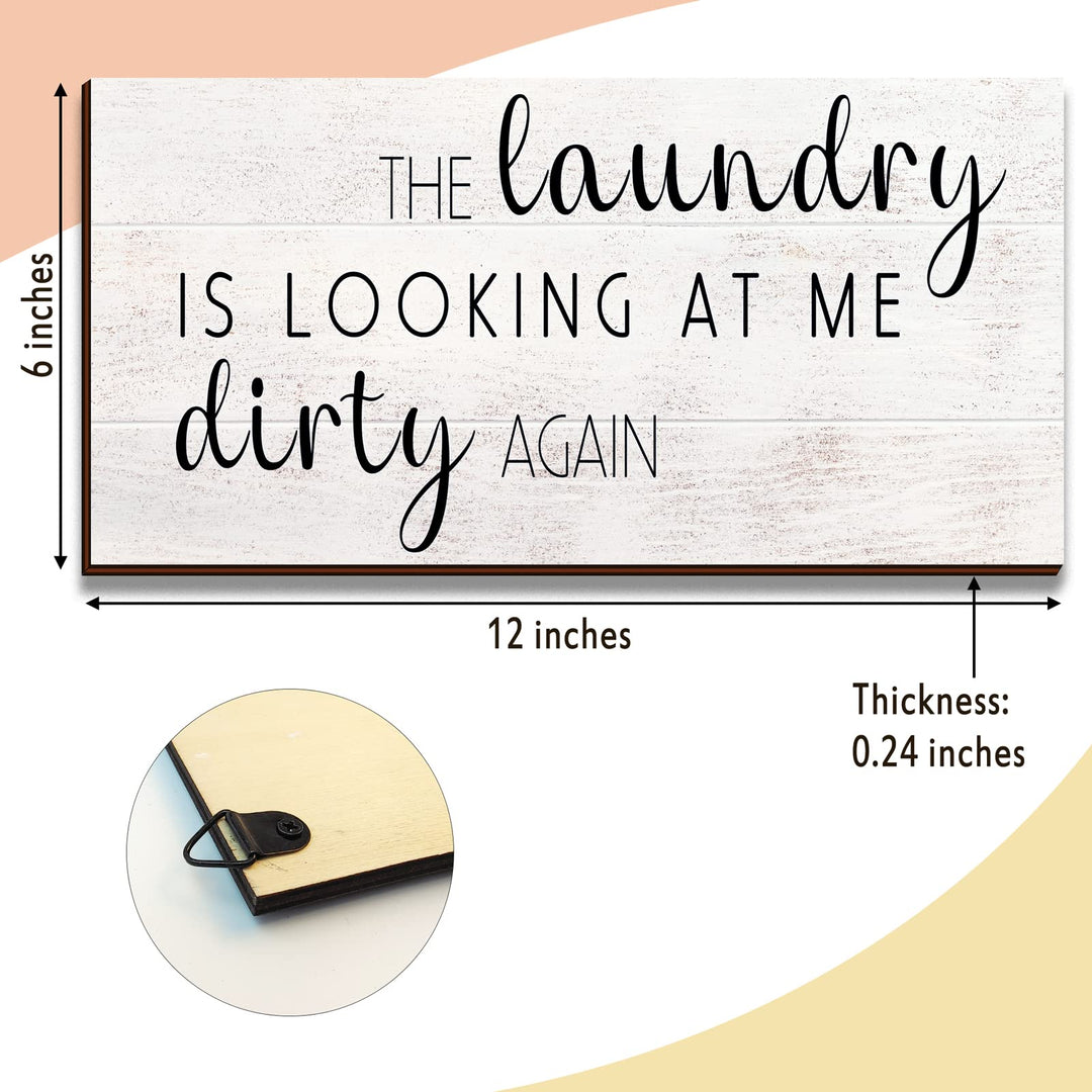2 Pieces Laundry Room Decor, Farmhouse Laundry Signs, Wall Decor Laundry Room Signs for Home, Laundry Room, Bathroom, 12 x 6 Inch