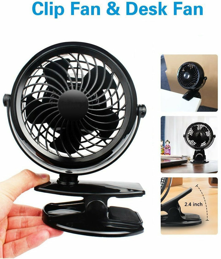 Gazeled Clip on Fan Battery Operated, 360° Rotation, wi