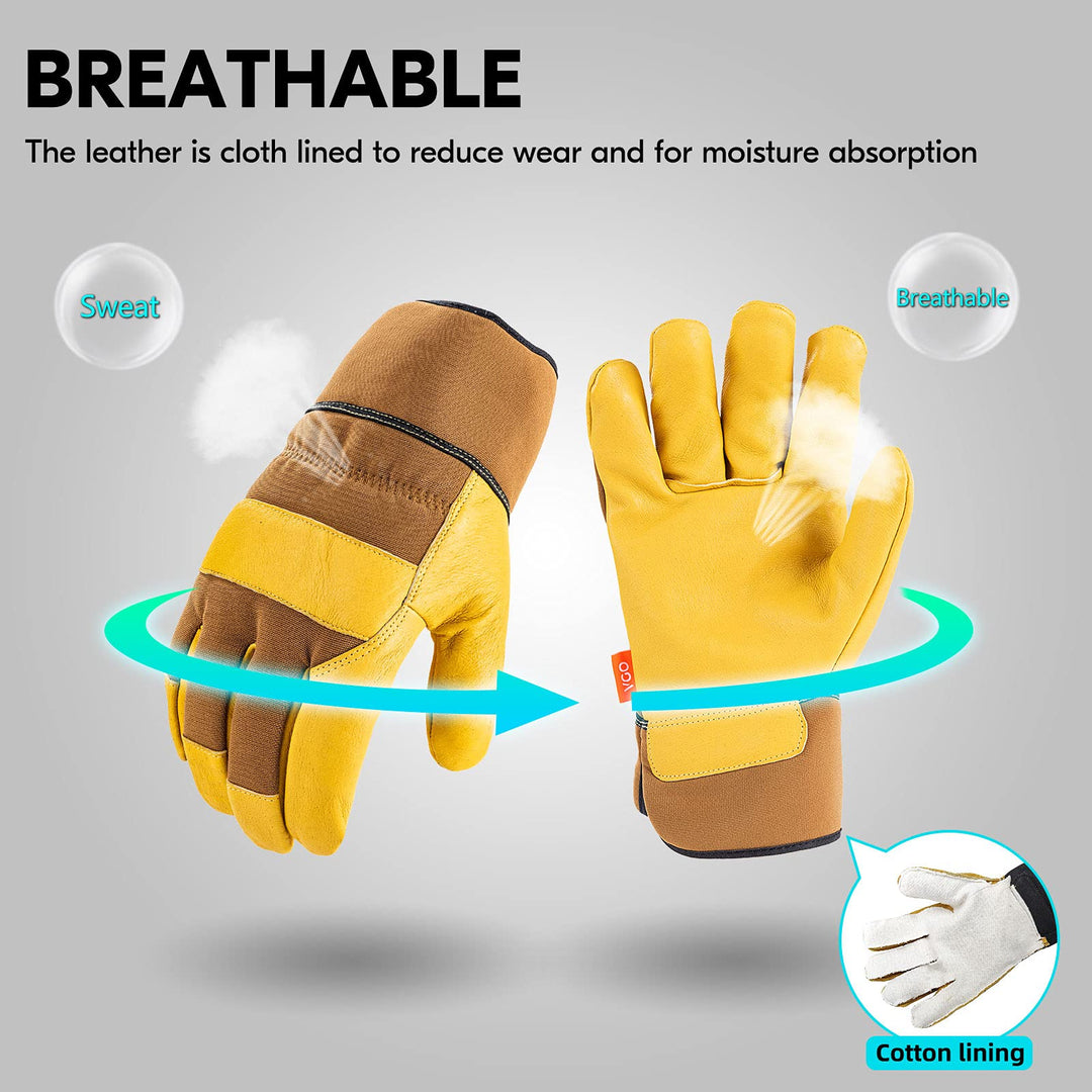 Vgo... 1-Pair Unlined Safety Pigskin Leather Work Glove