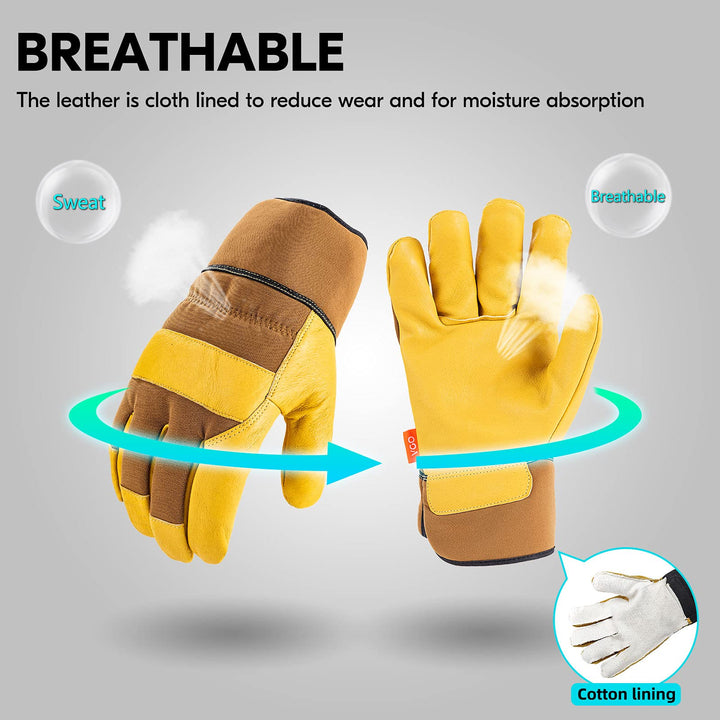 Vgo... 1-Pair Unlined Safety Pigskin Leather Work Glove