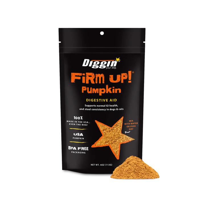 Diggin&#39; Your Dog – Firm Up Pumpkin for Dogs &amp; Cats – Fiber Supplement with Pumpkin &amp; Apple Fiber for Cat &amp; Dog Digestive Support – Made in USA, 4 oz