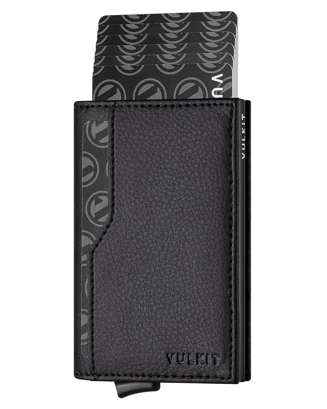 Card Holder Wallet for Mens with ID Windows RFID Blocking Pop Up Wallet Slim Leather Wallet Holds Up to 12 Cards Men&#39;s Card Case, Black