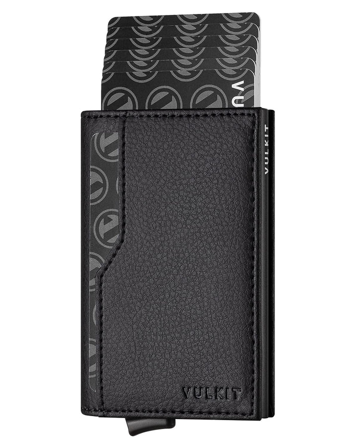 Card Holder Wallet for Mens with ID Windows RFID Blocking Pop Up Wallet Slim Leather Wallet Holds Up to 12 Cards Men&#39;s Card Case, Black