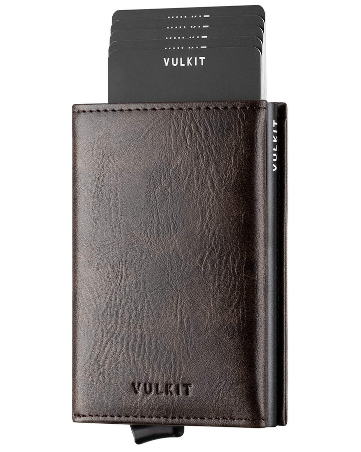 Pop up Wallet RFID Blocking Leather Credit Card Wallet with Banknote Compartment, ID Window &amp; Coin Pocket (Espresso)