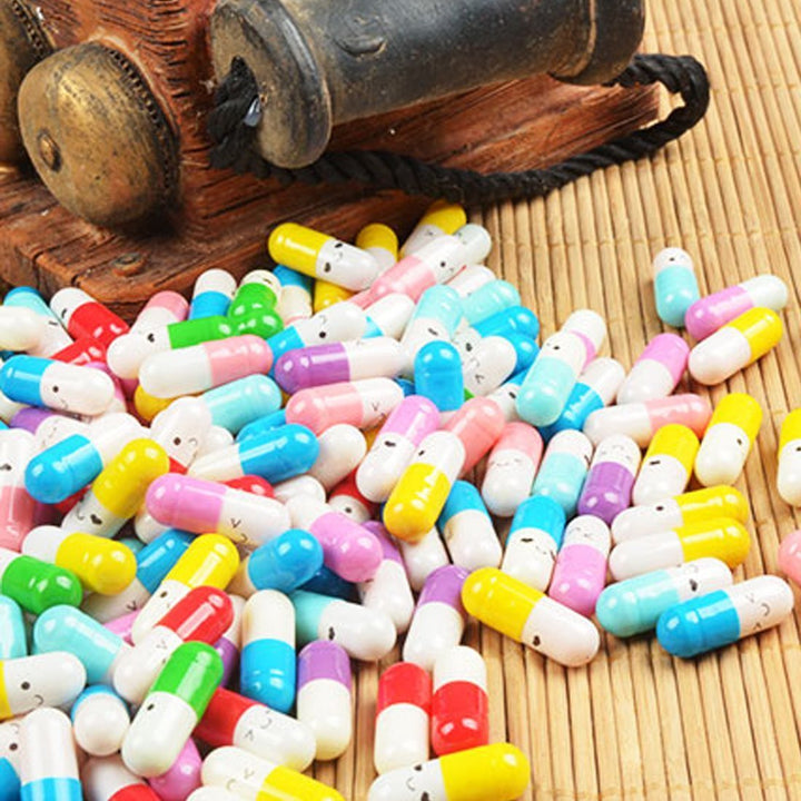 100 Pcs Tiny Love Message Capsule Letter in a Bottle Cute Love Friendship Half Pill in Random Colour