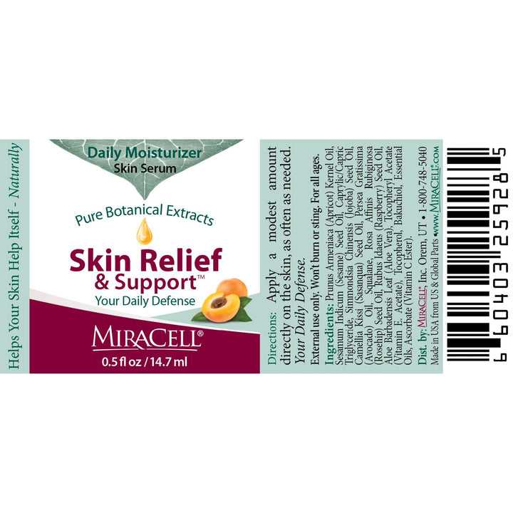 Skin Relief and Support Apricot Kernel Oil, Coconut Oil, Sesame Oil Jojoba Oil, Avocado Oil, Camellia oil, Rosehip oil Vitamin E, Serum .5 oz