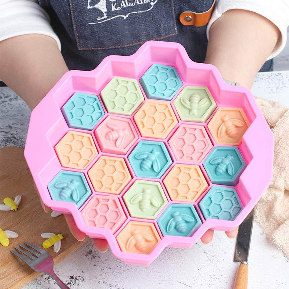 Bee Honeycomb Silicone Soap Mold Baking Cake Mold 19-Hole Dessert Cake Pan Mold