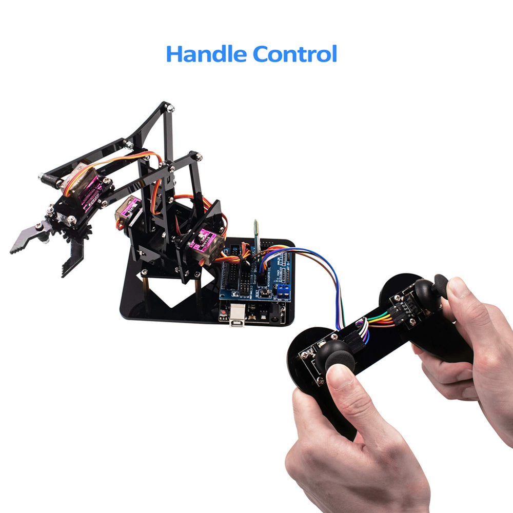4DOF Acrylic Robot Mechanical Arm Claw Kit compatible with Arduino IDE DIY Robot with CD Tutorial
