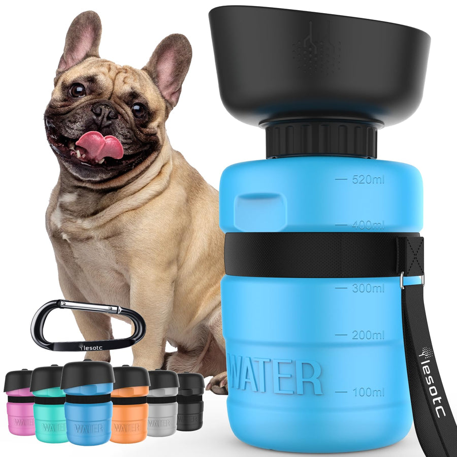 Dog Water Bottle, Portable Water Dispenser with Bowl, Leak Proof Pet Travel Squeeze Bottle, Puppy Essentials Dog Stuff Accessories for Outdoor Walking, Hiking, Camping