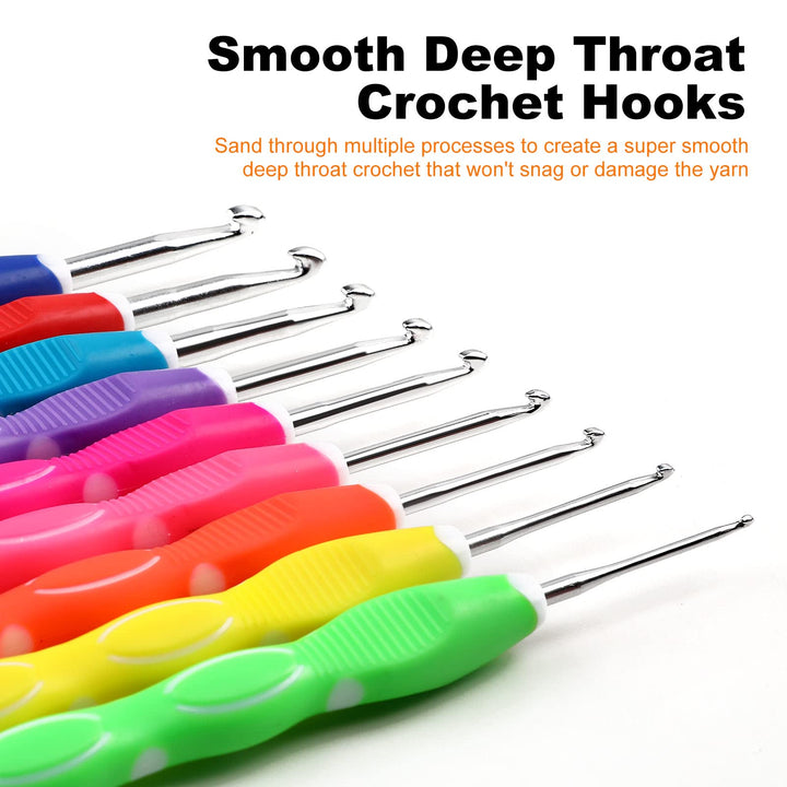 KOKNIT 14 Sizes Crochet Hooks Set, 2mm(B)-10mm(N) Ergon