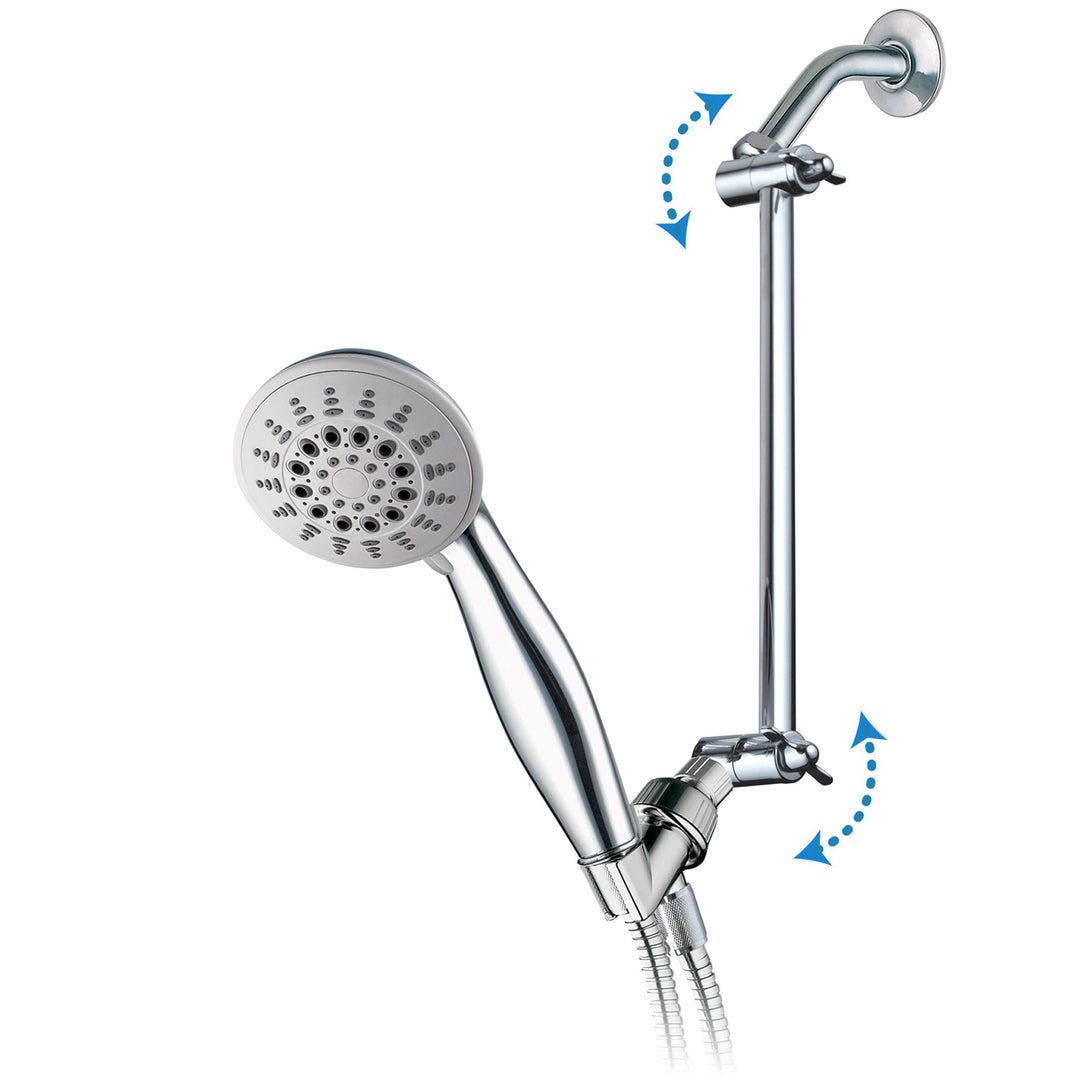 11 Solid Brass Adjustable Shower Arm with Lock Joint, Chrome, 2-Ft Range, Universal Connection