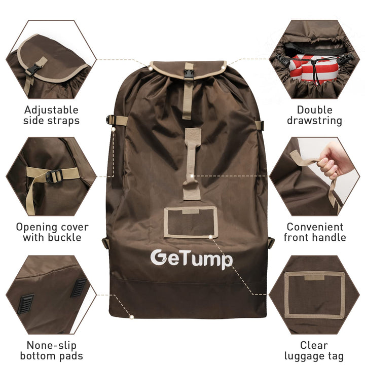GeTump Car Seat Travel Bag, Large Car Seat Travel Cover Bag with Heavy Duty Fabric for Water Dirt Tear Resistant, Gate Check Bag for Airplane Fits Infant Booster Convertible Carseat for Airport Cover