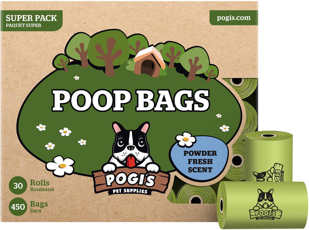 Pogi’s Dog Poop Bags - 30 Rolls (450 Doggie Poop Bags) - Leak-Proof Dog Waste Bags - Scented, Ultra Thick, Extra Large Poop Bags for Dogs
