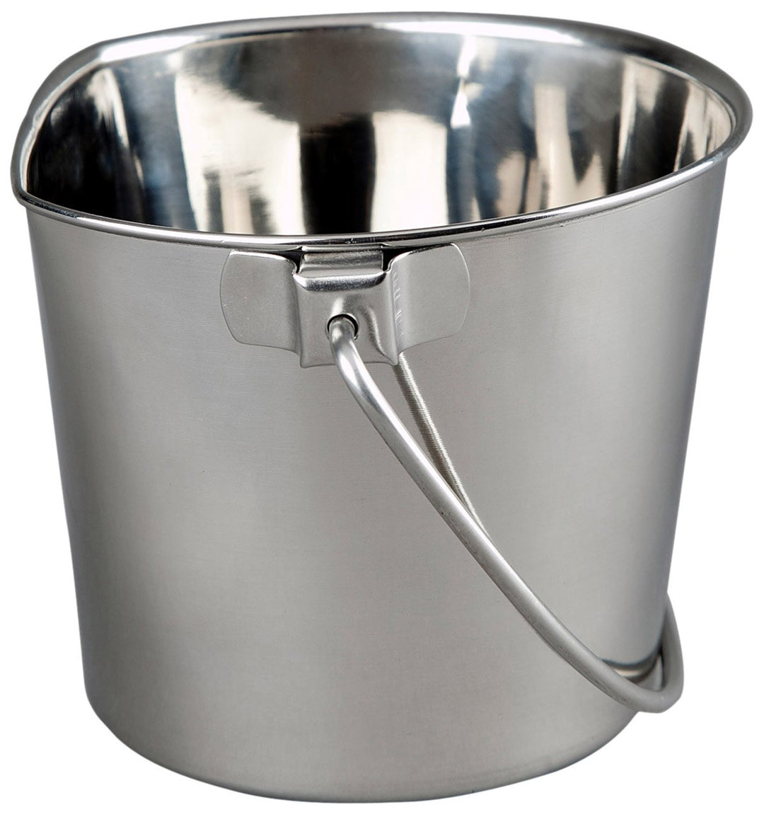 Advance PET Products 6 Quart Heavy Duty Stainless Steel Flat Side Bucket | Durable Food &amp; Water Pail for Dogs, Cats, Kennels, Cages and Critter Crates | Multi-Purpose Bucket