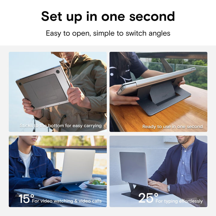Laptop Stand for Desk, Adhesive Laptop Stand with 2 Adjustable Viewing Angles, Foldable and Portable Computer Stand Compatible with MacBook Air, MacBook Pro 11-16, Starry Grey