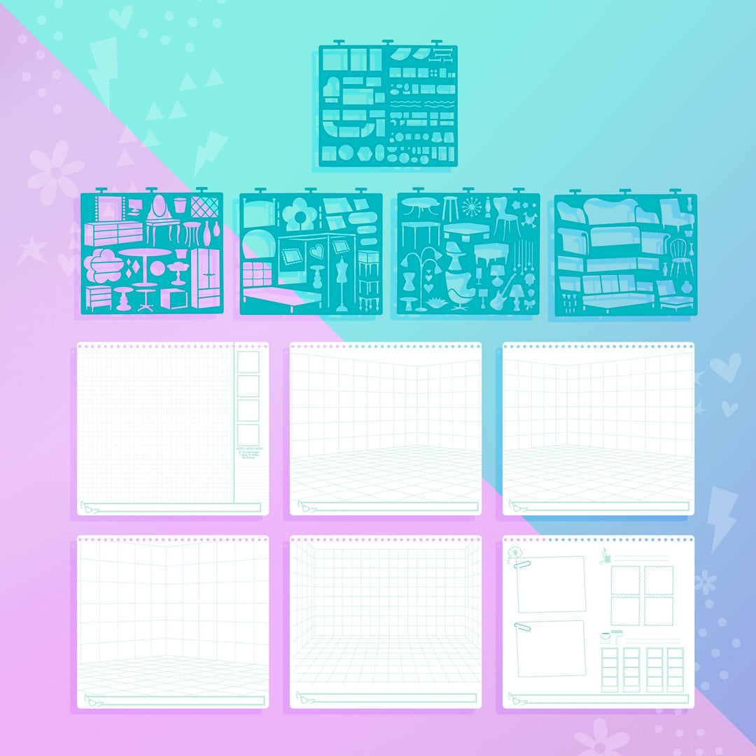 Interior Design Sketch Portfolio 11510 Sketch Book for Beginners, Sketch Pad with Stencils and Stickers For Kids 6 and Up