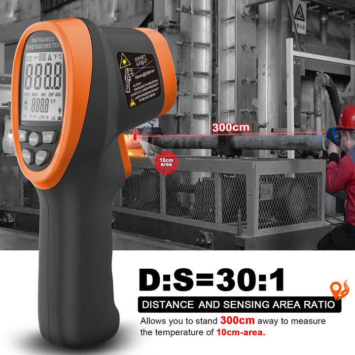 High Temperature Infrared Thermometer, Digital IR Pyrometer 30:1 Measure Temp -58~2732, Dual Laser Industrial Termómetro Handheld AI-1500 for HVAC Kilning Casting Pottery Forge