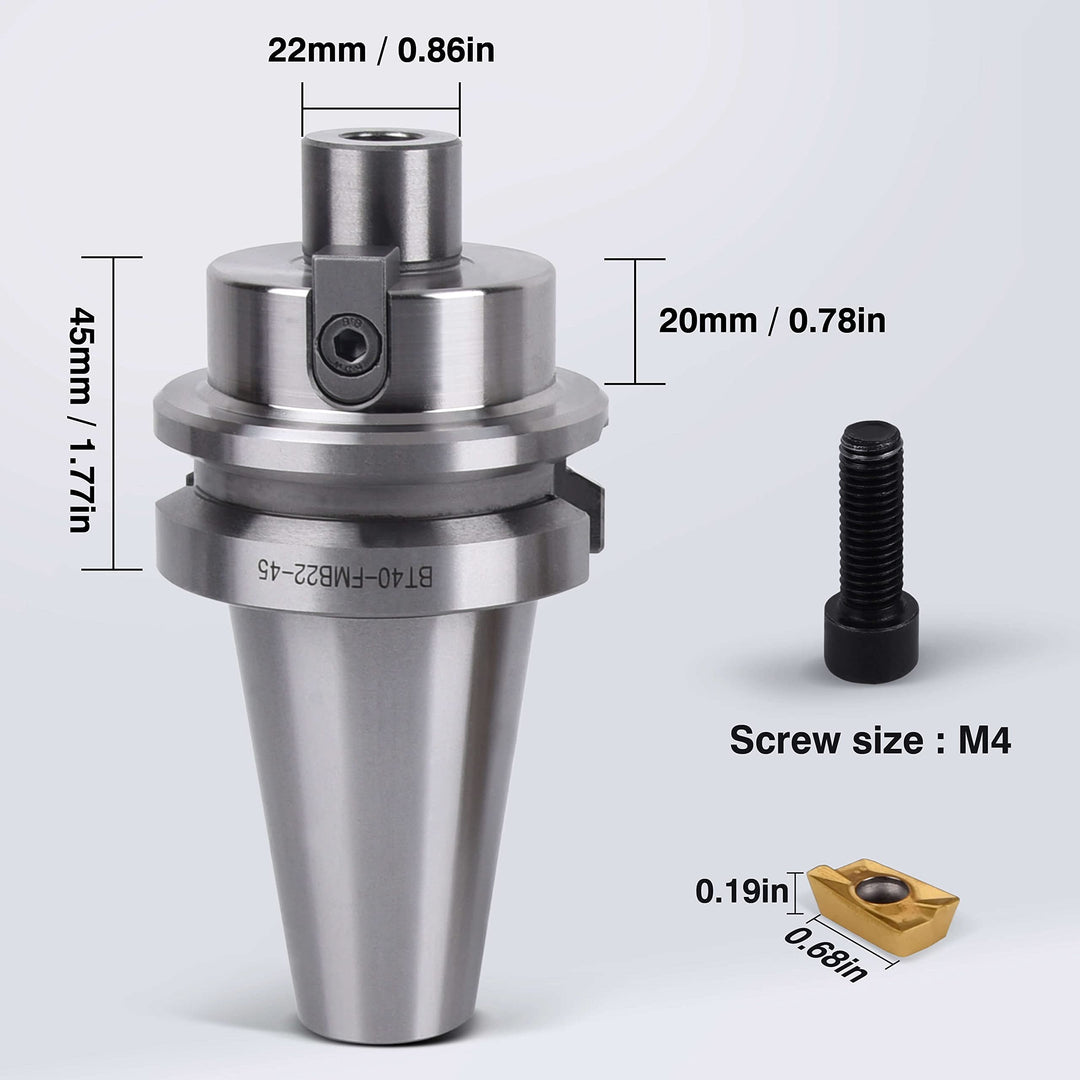 Face Milling Holder CNC Milling Cutter - BT40-FMB22 Shank Face Mill Arbor Mill Cutter BAP400R 50-22-4T with Indexable Insert APMT1604 - (Milling Cutter+10 Inserts+Arbor) Supplied
