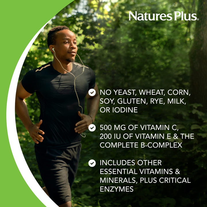 Natures Plus Nutri-Genic Multivitamin - 180 Vegetarian Tablets - Hypo-Allergenic Natural Multivitamin &amp; Mineral Supplement for Sensitive People - Allergen-Free, Gluten-Free - 90 Servings