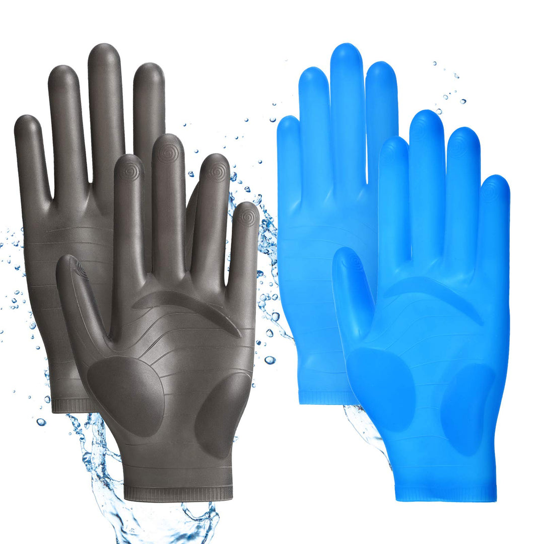 2 Pairs Epoxy Gloves Silicone Gloves for Resin Reusable Safe Silicone Gloves for Crafts Jewelry Making Work DIY (Black, Blue)