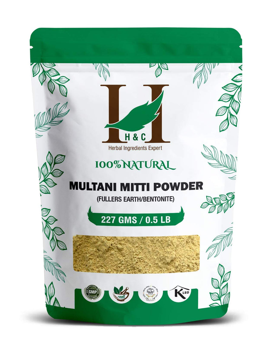 100% Pure Organically Processed Fuller's Earth Clay (Multani Mitti) Bentonite Clay- 1/2 LB - 227 gms - 8 oz