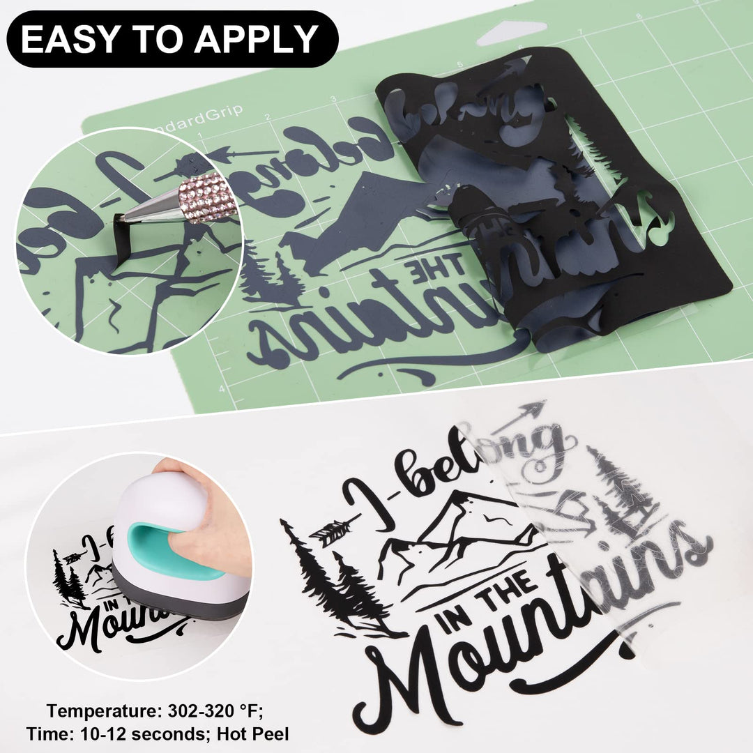 Heat Transfer Vinyl Roll HTV Vinyl - 12x12ft Black Iron on Vinyl for T-Shirts, Heat Press Vinyl for DIY Craft Designs (Black)