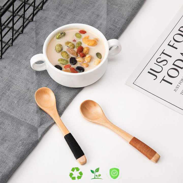 sansheng 4 Pcs Mini Wooden Spoons, Wood Soup Spoons For