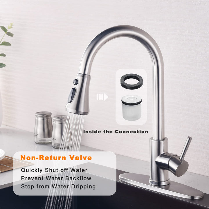 Pull Down Faucet Spray Head,Kitchen Faucet Head,3-Function Kitchen Sink Faucet Replacement Parts Kitchen Faucet Sprayer Head Replacement Kitchen Sink Spray Nozzle, Brushed Nickel