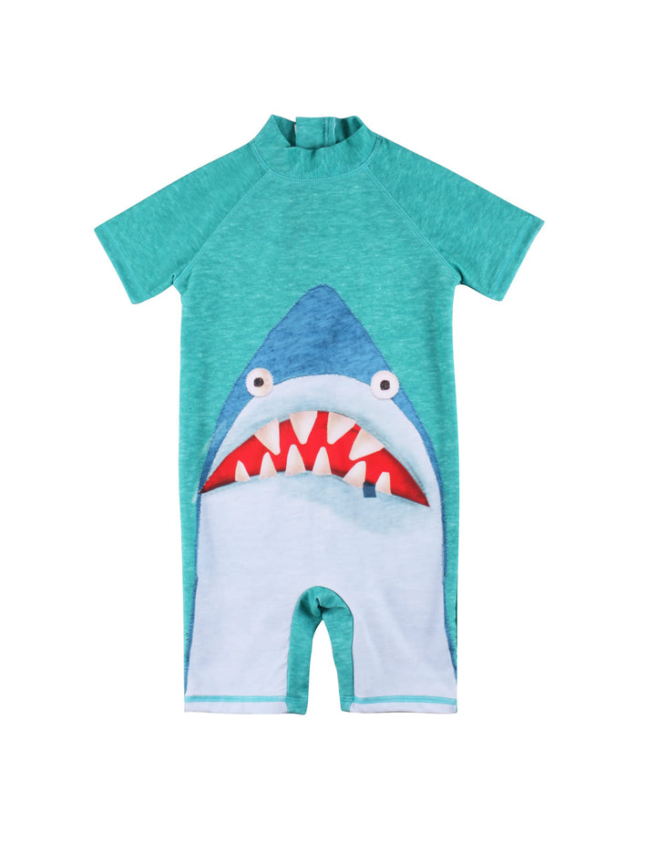 Baby Toddler Boys Bathing Suits One-Piece Zip Swimsuit Short Sleeve Rash Guard Swimwear Sunsuits with UPF50+ Sun Protection for Summer Beach (Alien,9-12M)