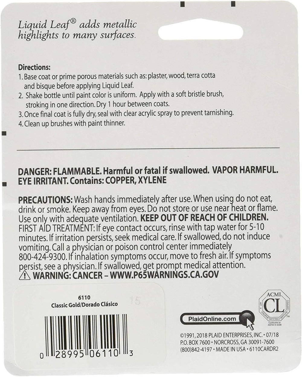 Plaid:Craft Liquid Leaf One Step Leafing Paint (Classic